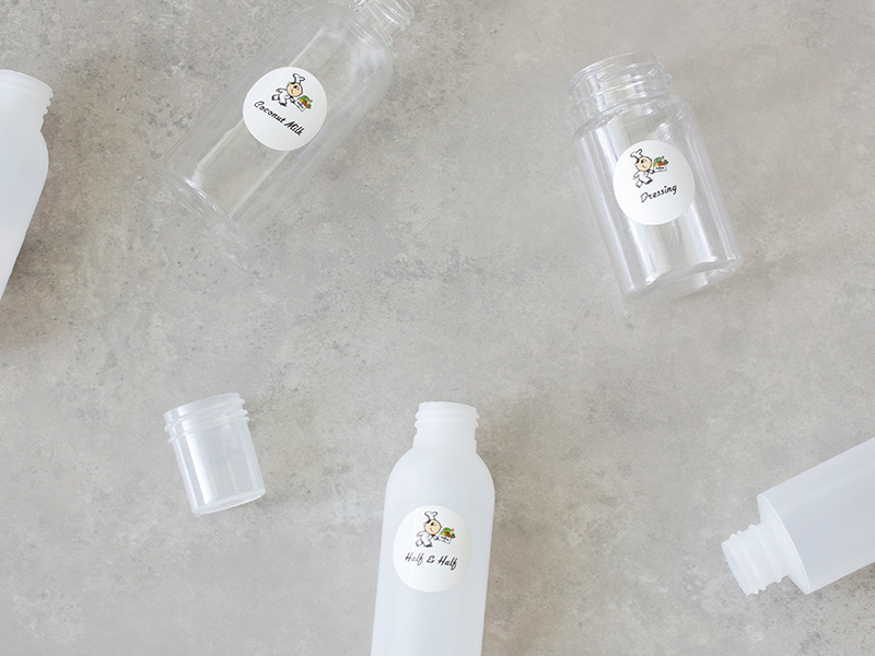 Plastic bottles and recycling containers